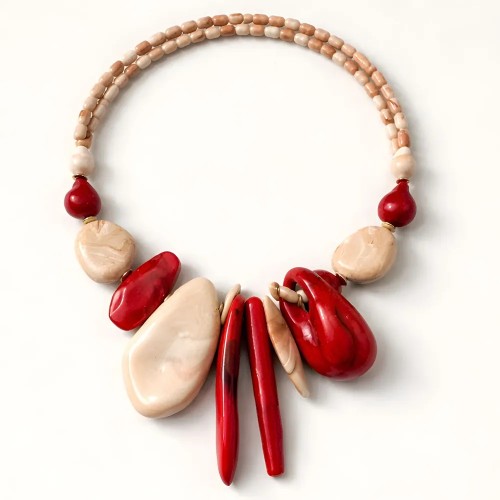 Collier Miranda Beige/Rouge